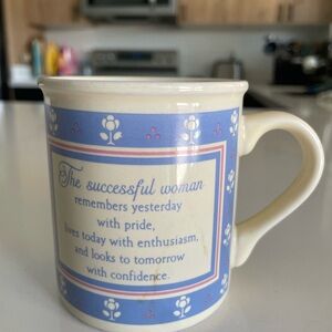 VTG 80s Hallmark Mug Mates Blue "The Successful Woman" Quote Coffee Cup